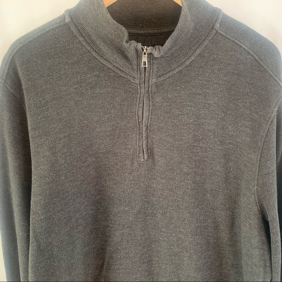 Axist Sweater 1/4 Quarter Zip Men's XL Pullover Mock Neck Cotton Ribbed Gray - Picture 3 of 6